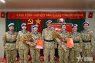 Proudly taking oath under Party flag at peacekeeping mission